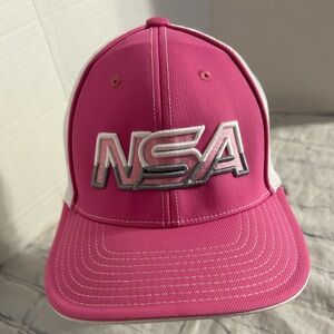 PACIFIC HEADWEAR PRO MODEL FLEX FIT NSA LOGO PINK/WHITE WOMEN’S CAP SM-MD